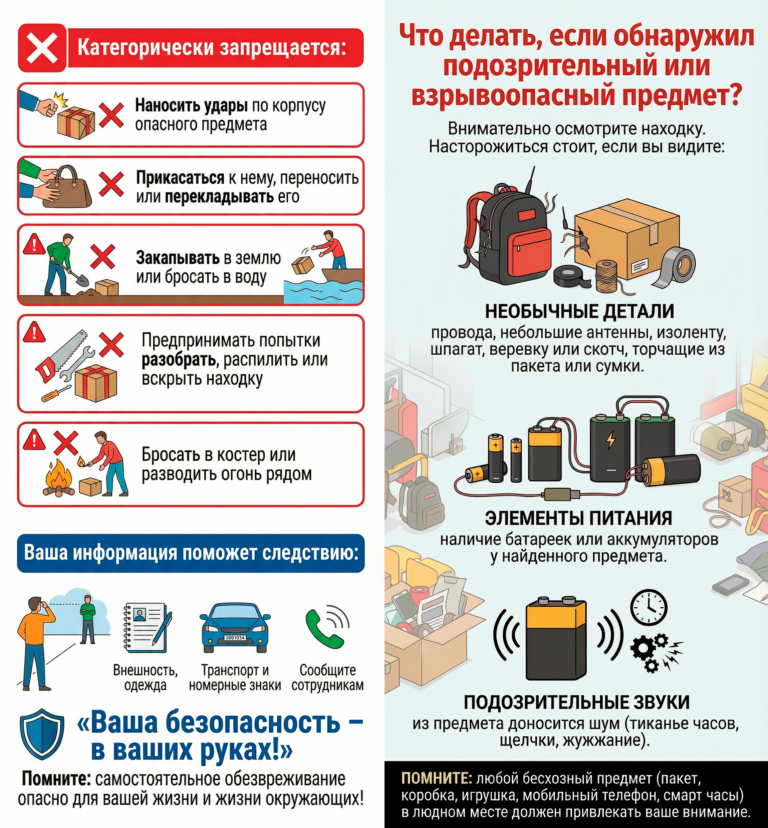 Что делать, если обнаружил подозрительный или взрывоопасный предмет?