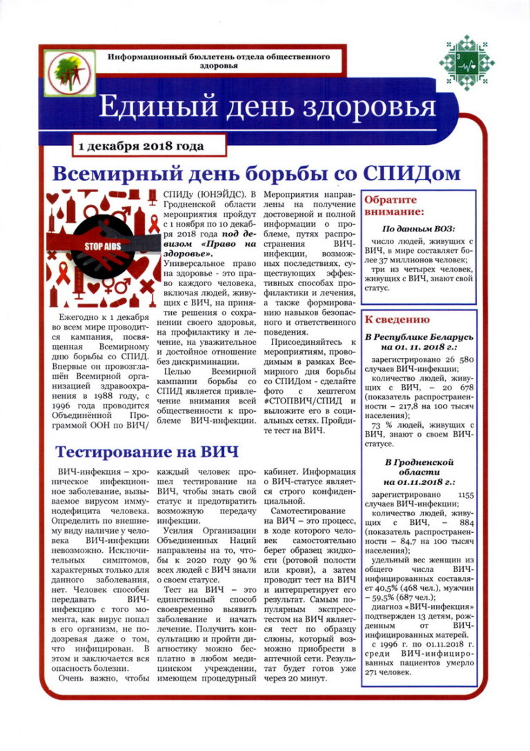 1 декабря — Всемирный день борьбы со СПИДом