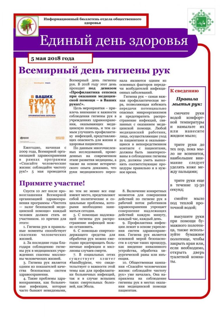 5 мая – Всемирный день гигиены рук