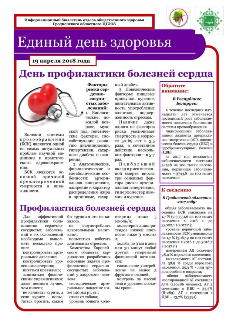 19 апреля – День профилактики болезней сердца